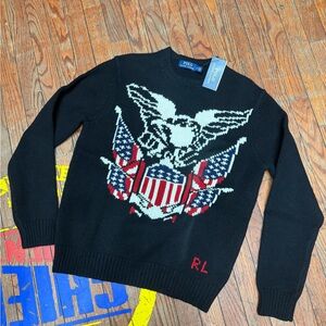 Polo by Ralph Lauren Black Sweater with Eagle Design